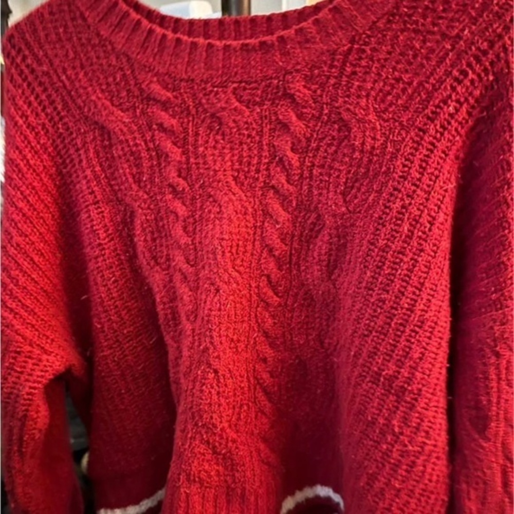 Vintage American Eagle Outfitters Red Cable Knit Sweater